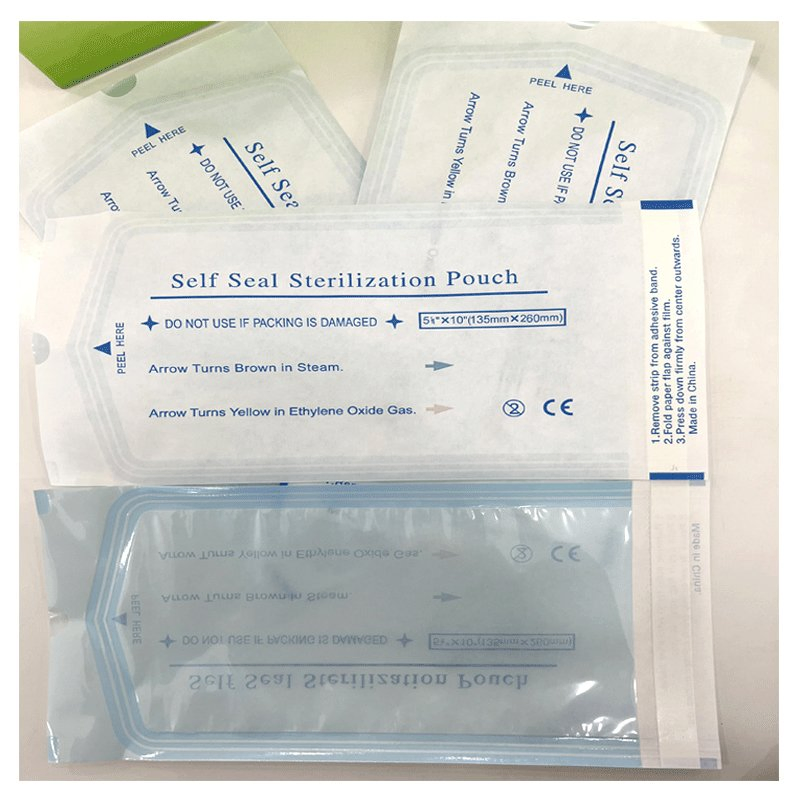 Pouches adesivas planas descartáveis para autoclave dental de grau médico