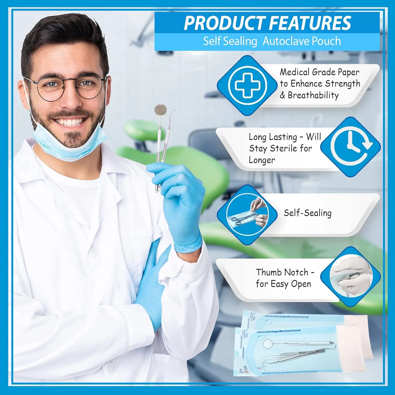 Embalagem Médica para Esterilização em Autoclave Dental