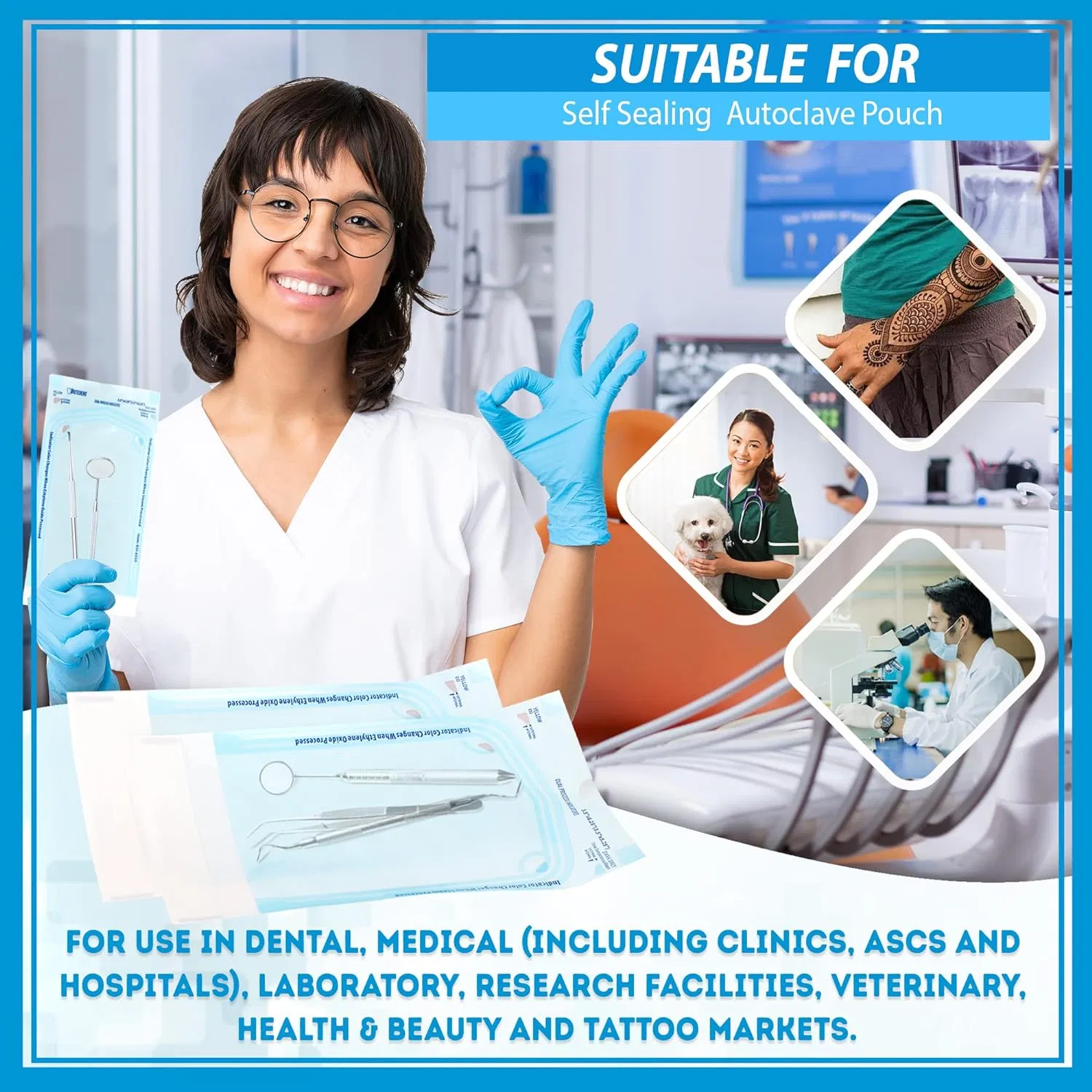 Embalagem Médica para Esterilização em Autoclave Dental