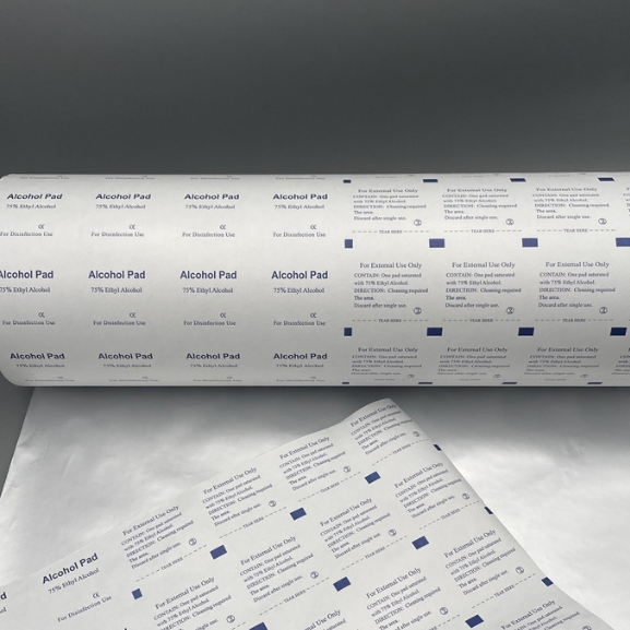 Embalagem de Almofadas de Preparação de Álcool Impressas em Papel de Alumínio Laminado em Rolo Jumbo