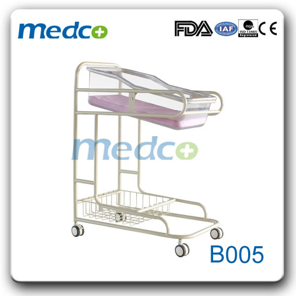 Hospital Furniture Home Transparent Safety Steel Baby Bed Cot Crib with Wheels