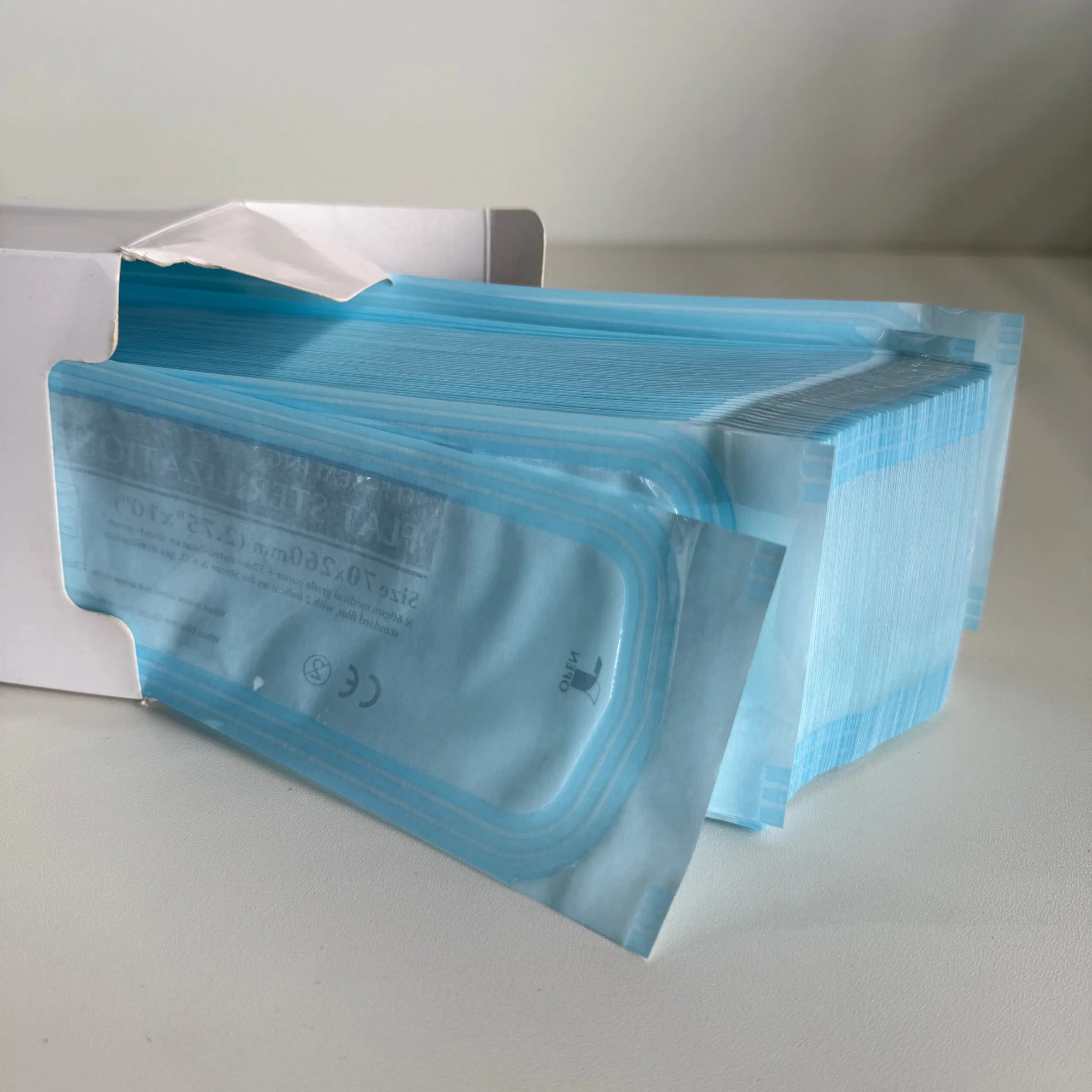 Medical Lab Disposable Dental Consumable Resin Material Supply Self-Sealing Sterilization Pouches 70mm X 260mm
