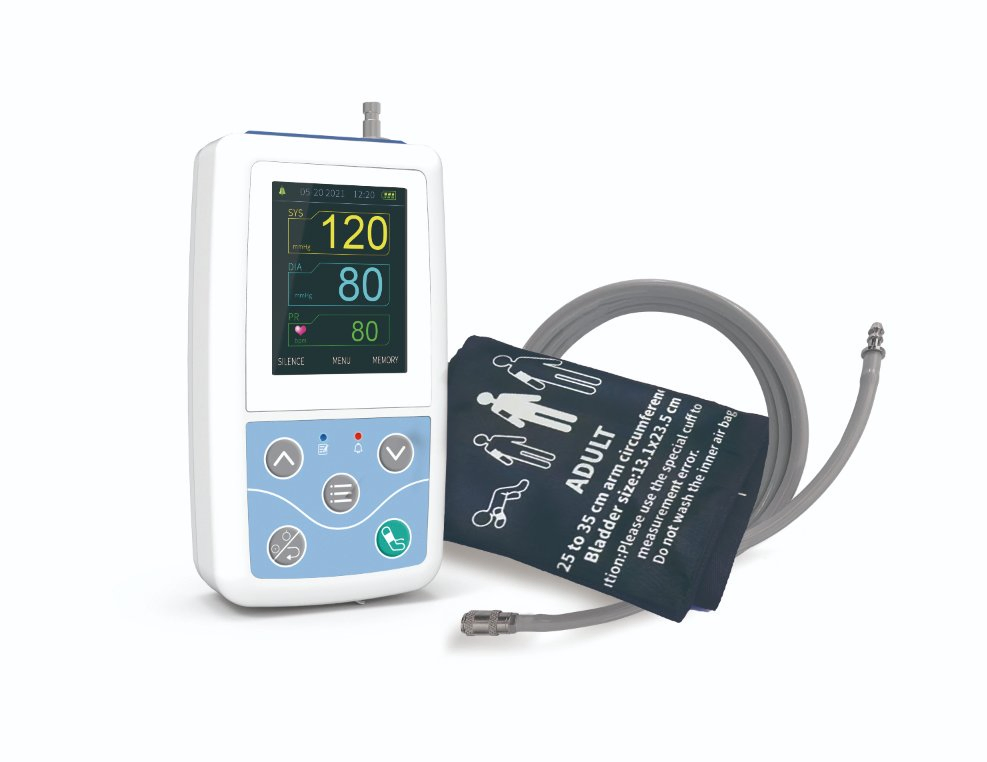 Ambulatory Blood Pressure Monitor Portable Medical Device with 24 Hour Tracking and Hypertension Analysis for Clinical Diagnosis and Home Healthcare Use