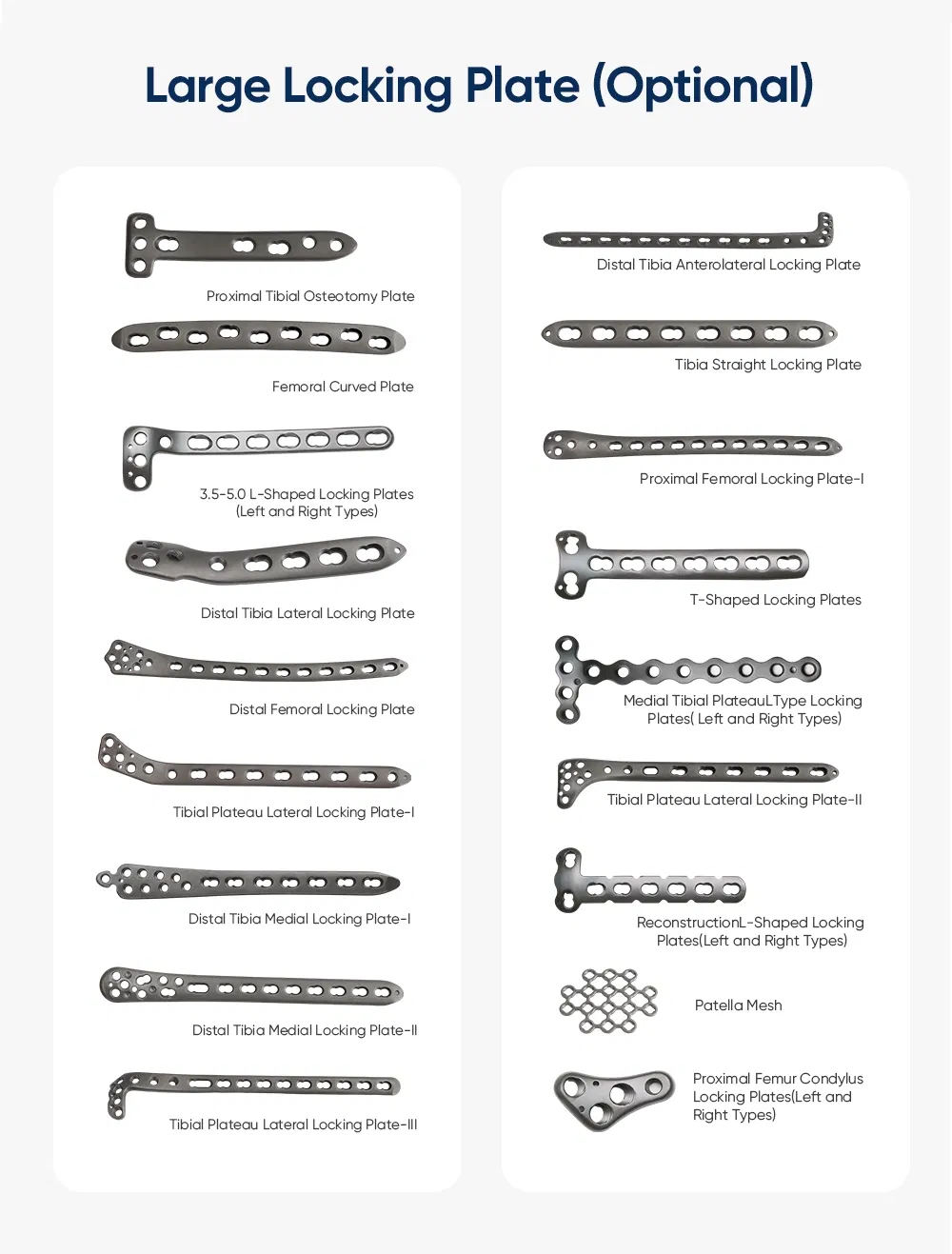 Orthopedic Surgical Large Fragment Locking Set Lower Limbs Locking Plates Instrument