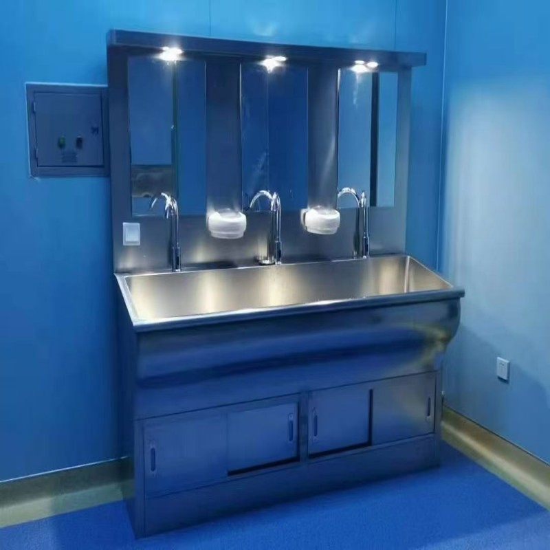 Hospital Stainless Steel Furniture 304 Stainless Steel Wash Basin Sensor or Foot Pedal Water Supply