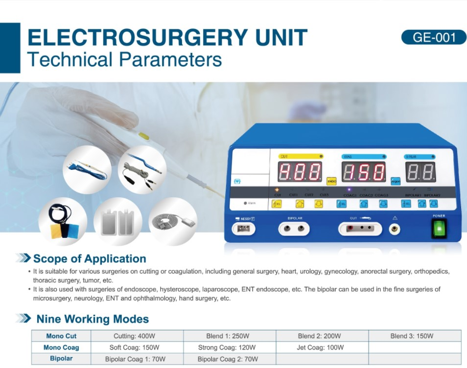 High Frequency Electrosurgical Device 400W Diathermy Bipolar Reusable Pencil Blade Cautery Price Electrosurgical Device