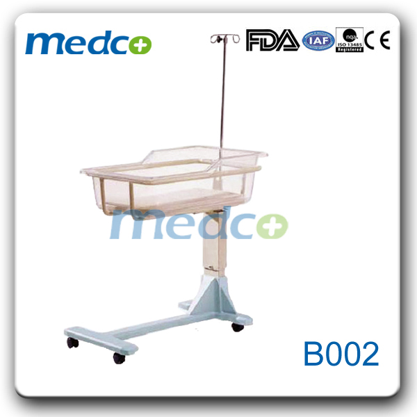 Hospital Furniture Home Transparent Safety Steel Baby Bed Cot Crib with Wheels