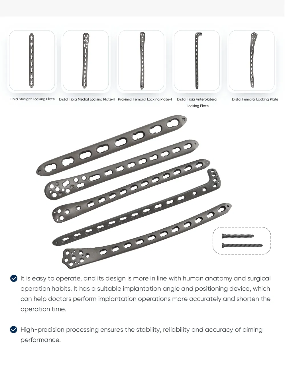 Trauma Ortopedia Surgical Large Fragment Surgical Instrument with Implants