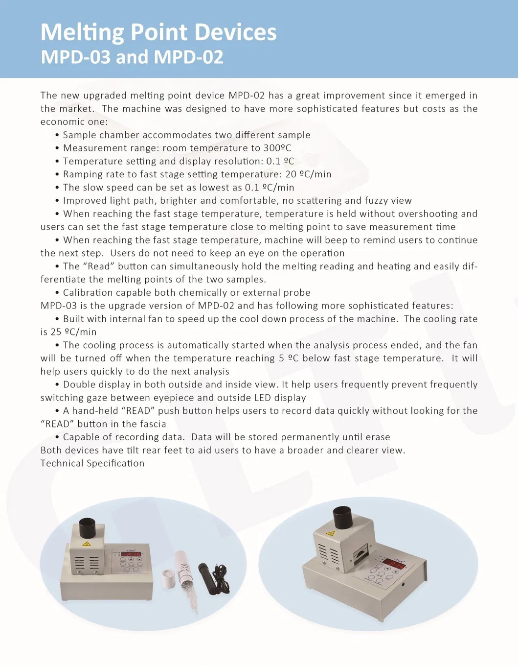 Technical Specifications Chart