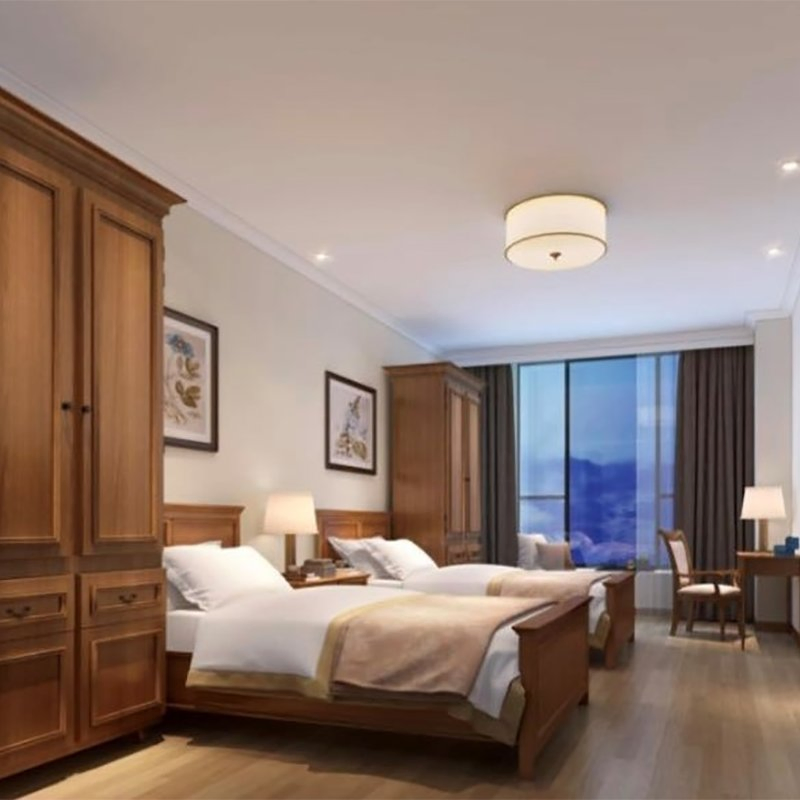 Hospital Furniture Manufacturers China High-End Senior Apartment Project Nursing Home Wooden Twin Bed