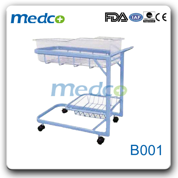 Hospital Furniture Home Transparent Safety Steel Baby Bed Cot Crib with Wheels