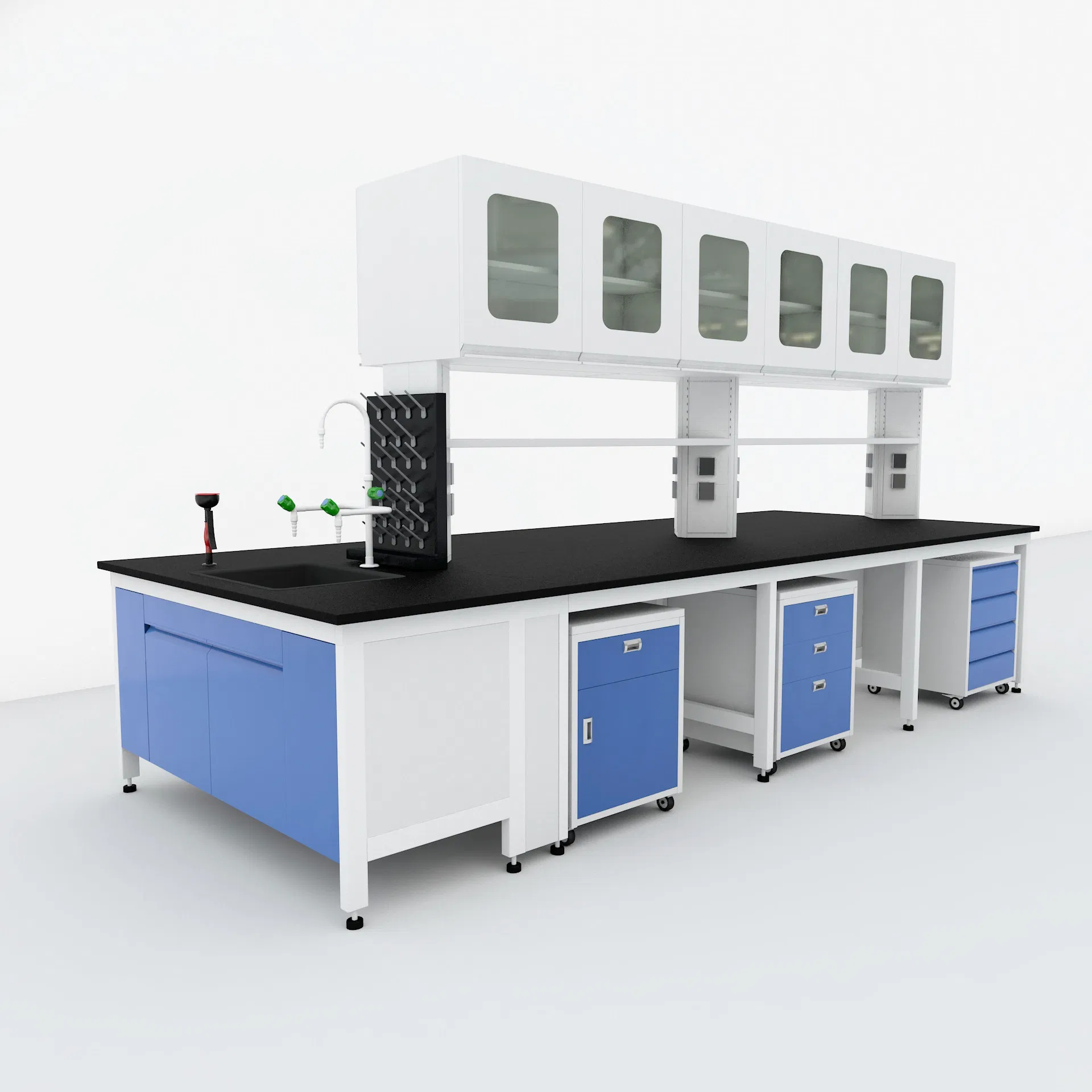 Hospital Laboratory Furniture Steel Mobile Cabinet Chemistry Science Lab Table with Sink