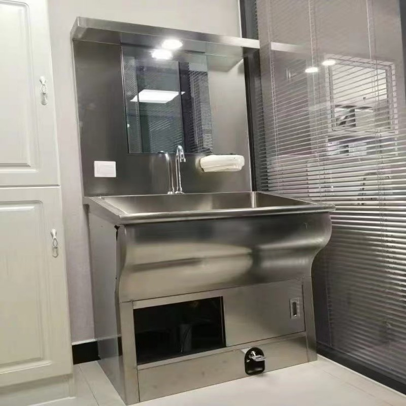 Hospital Stainless Steel Furniture 304 Stainless Steel Wash Basin Sensor or Foot Pedal Water Supply