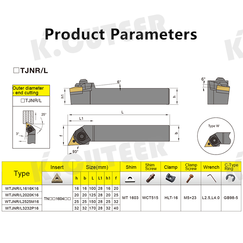 Wtjnr/L Series Carbide Brazed External Turning Tools Carbide Inserts for CNC Machine