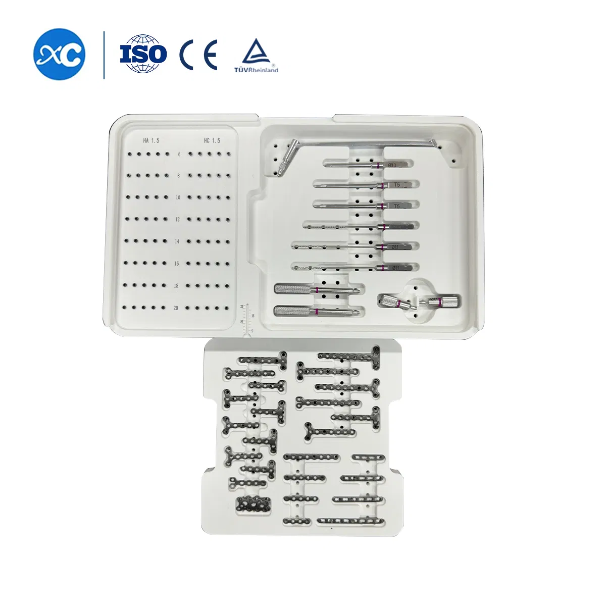 Orthopedic Implants 1.5mm Micro Fragment Instrument Set with Plates and Screws