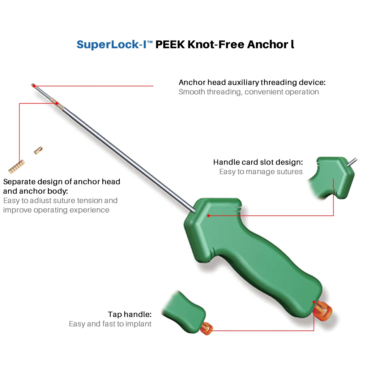 New Product Explosion Sports Medicine Suture Anchor Peek Knot-Free Anchors