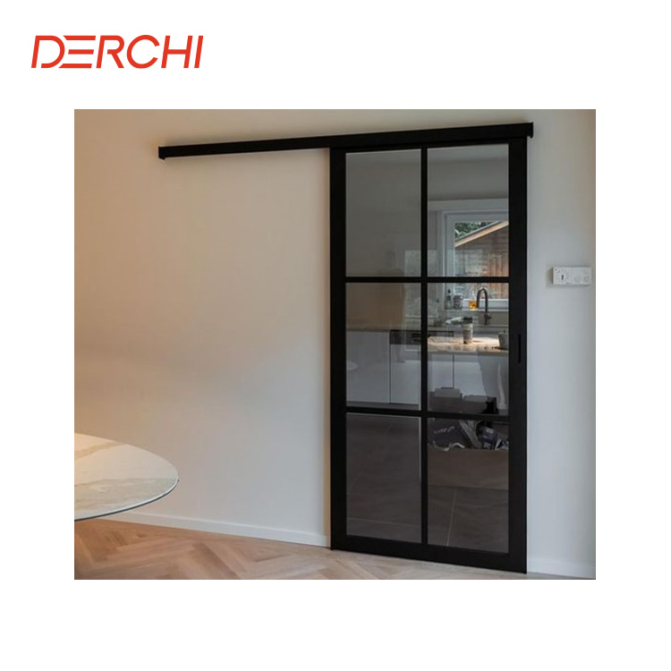 Black Narrow Edge Barn Door Hanging Rail Kitchen Door Sliding Door