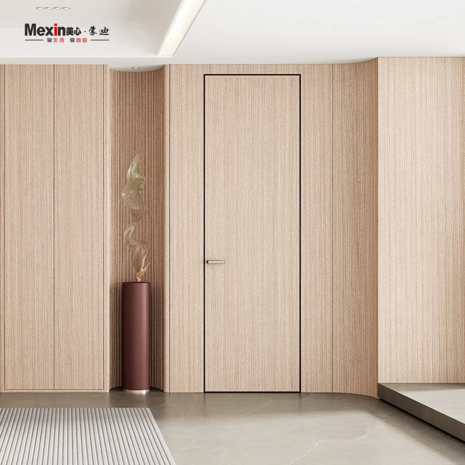 Mexin Soundproof Hotel Room Door Acoustic Wooden PVC Wood Composite Interior WPC Door Noise-Reducing Commercial