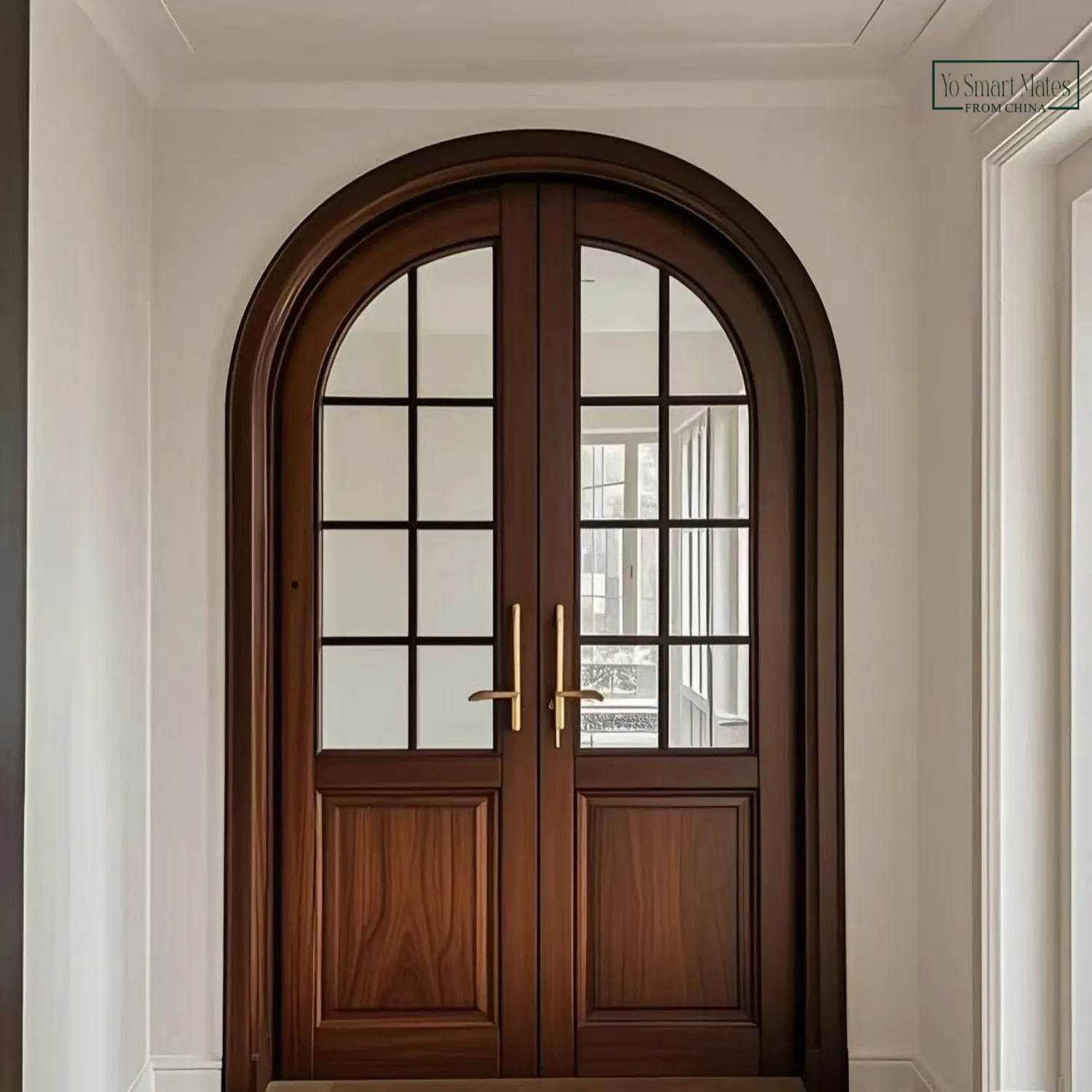 Dark Brown Vintage European Style Double Carved Wood Door Ornate Design for Luxury Mansion and Estate Entryway Customizable Pattern