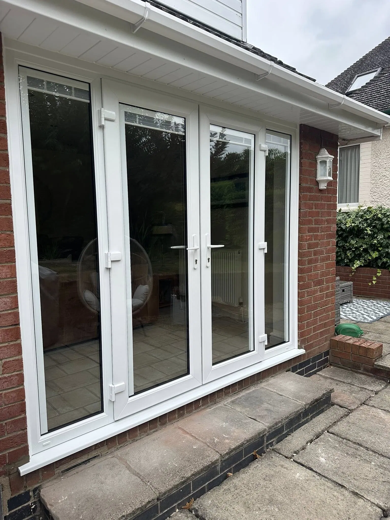 60 Series UPVC Security Hinged Door with Bullet-Proof Glass, Multi-Point Lock &amp; Steel Reinforcement