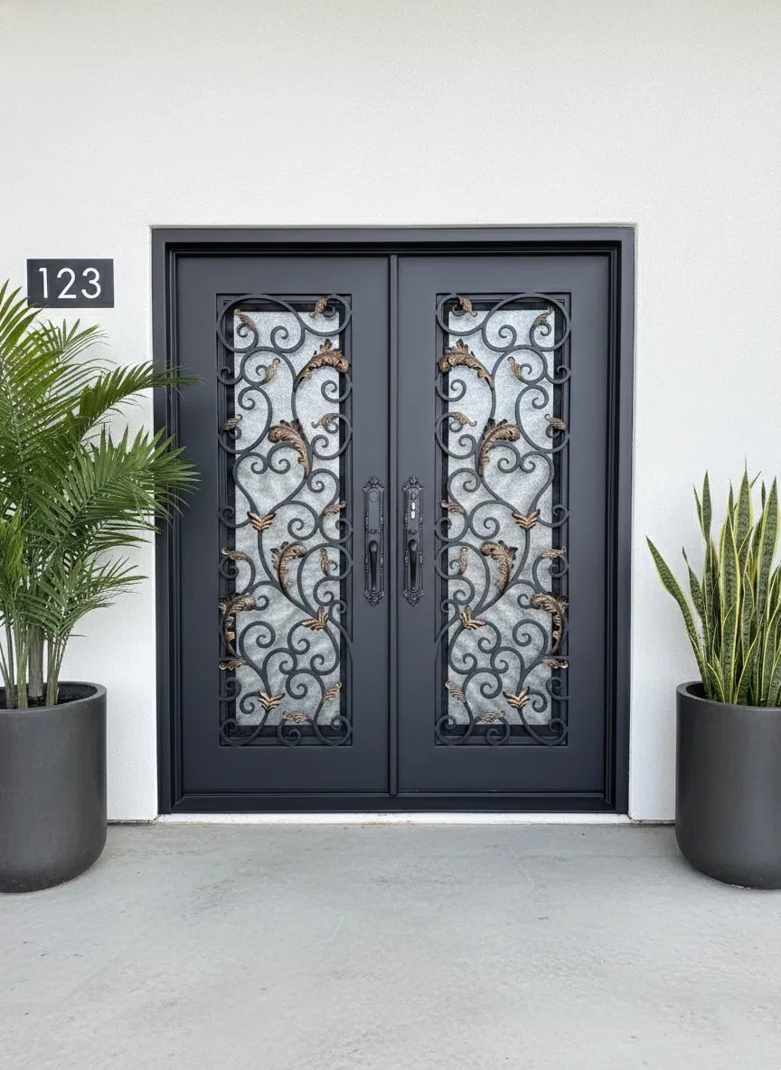 High Security Wrought Iron Door with Advanced Multi-Point Lock System