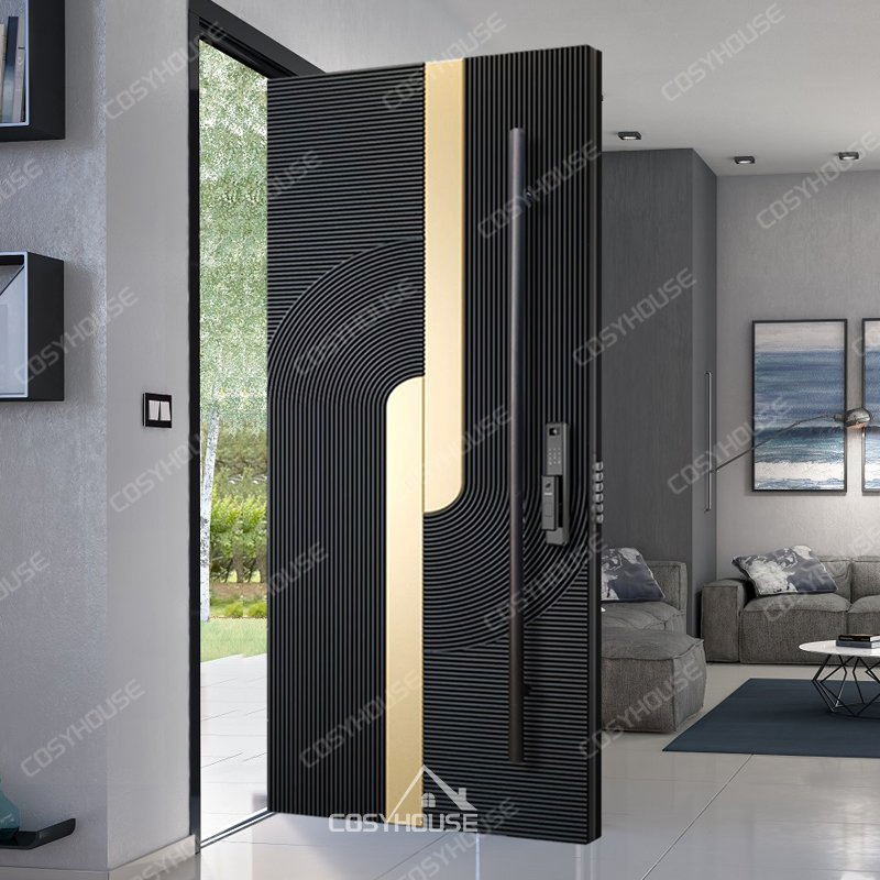 Luxury Hurricane-Resistant Exterior Entry Door with Impact-Rated Center Glass Panel and Reinforced Frame for Coastal Homes