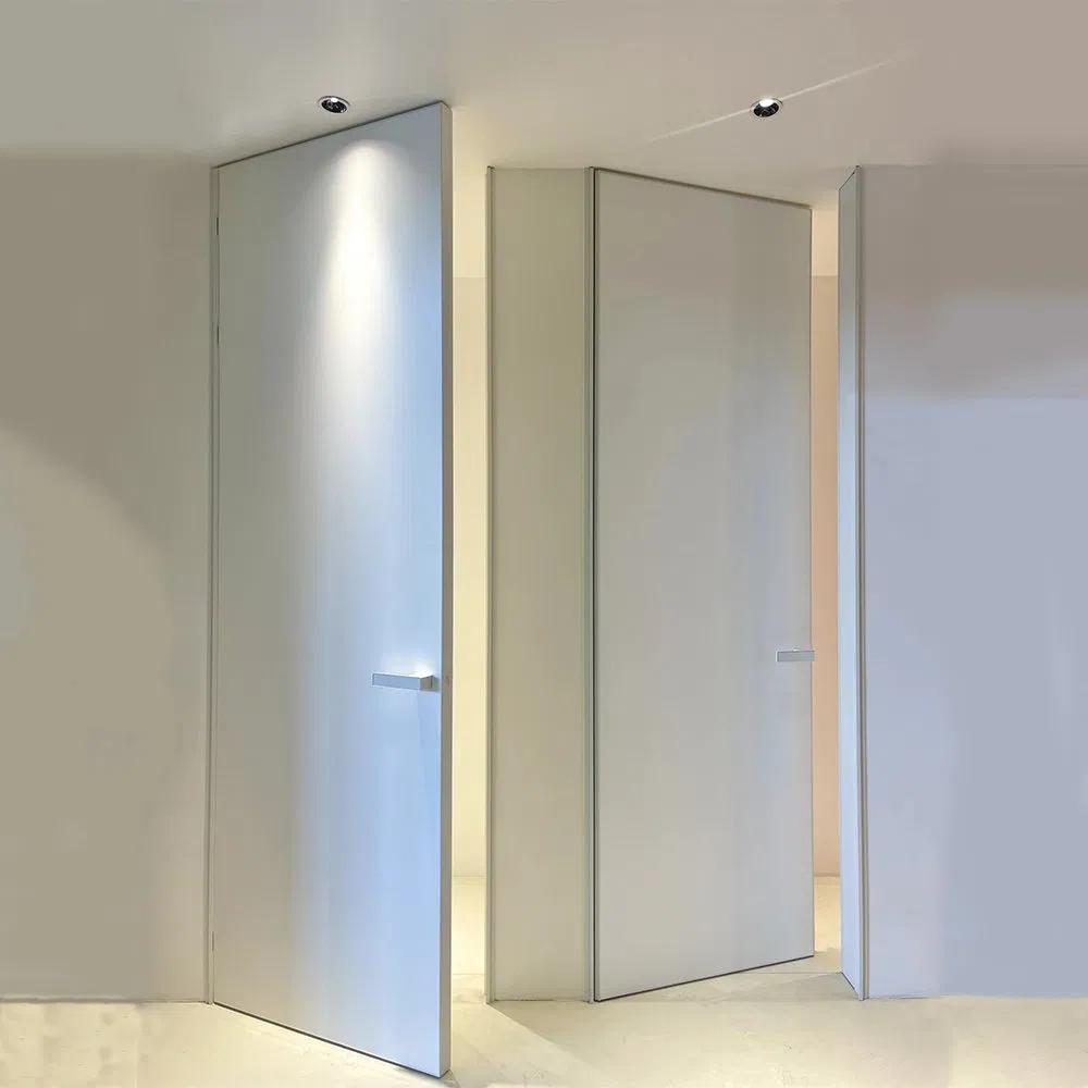 Modern Interior Bedroom Flush Frameless Door Wooden Hidden Wall Doors Aluminum Frame