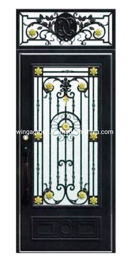 Wood Color Stee Glass Security Entry Gate Double Single Front Luxury Residential Entry Doors Black Security Front Door Iron Wrought with Shipping Prices