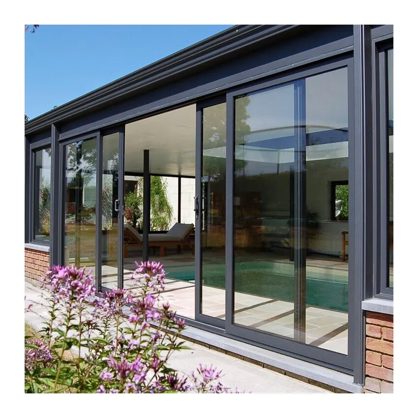 Modern Custom Wardrobe Kitchen Internal Aluminum Profile Slim Narrow Frame Sliding Glass Door