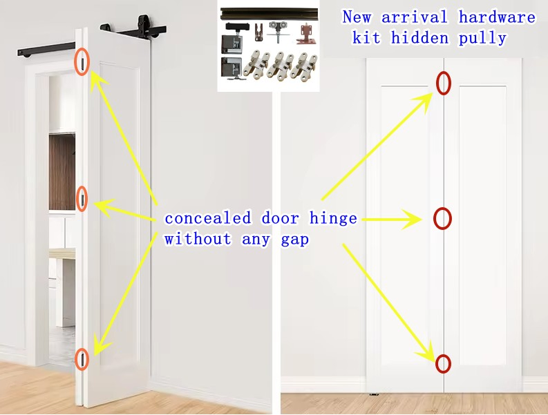 Replace Surface Mounted Barn Sliding Door and Window Hardware with Aluminum Alloy Pulley Track Rail Kit Flat Folding Wooden Door