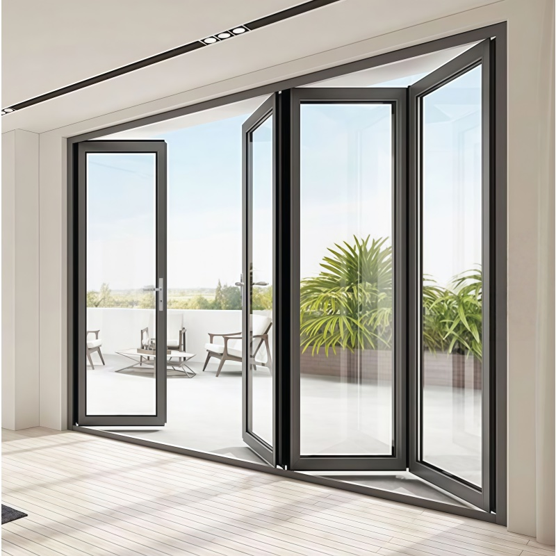 Aluminium Slim Frame Soundproof Insulated Glass Aluminum Folding Door for Living Room &amp; Patio