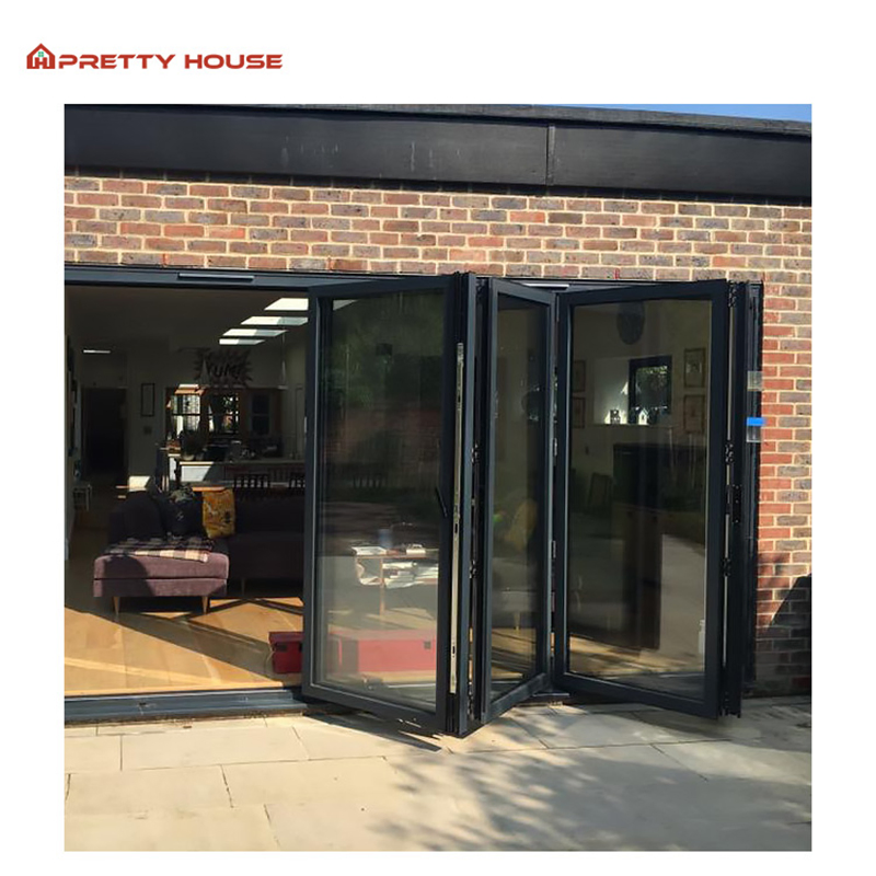 Hurricane Proof Impact Rated Luxury Folding Aluminum Glass Patio Exterior Bifold Doors
