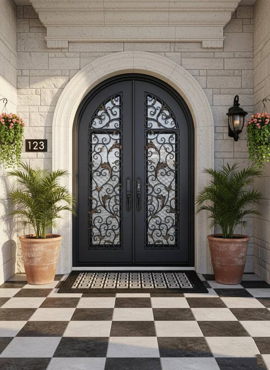 High Security Wrought Iron Door with Advanced Multi-Point Lock System