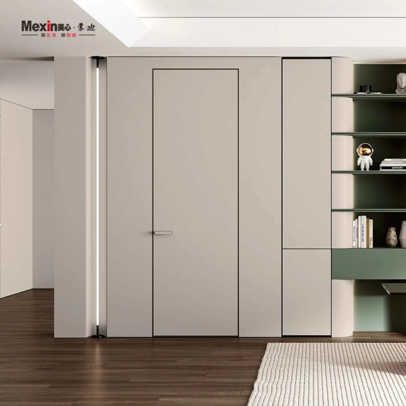 Mexin Factory Custom Security Entrance Door with Multi-Point Lock Heavy-Duty Wooden PVC WPC Interior Door for Bathroom Door