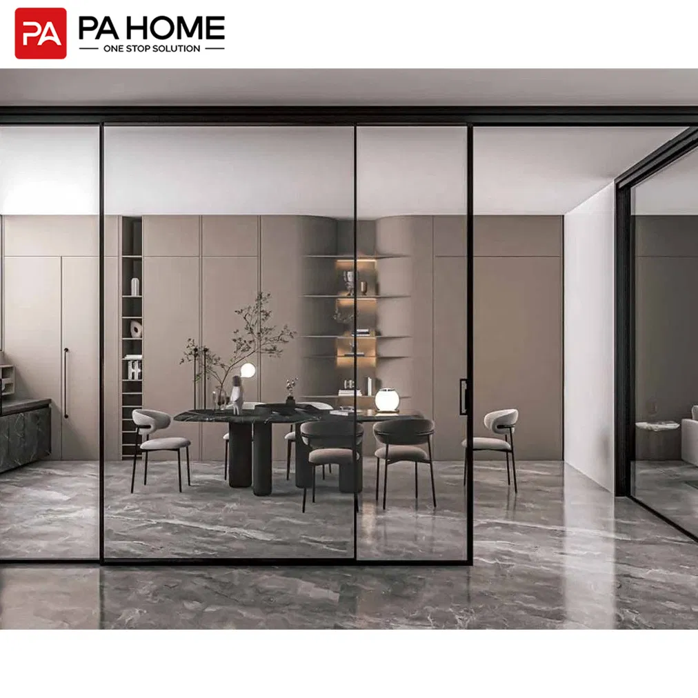 PA Luxury Slim Frame Panoramic Large Glass Panel Sliding Glass Aluminium Door