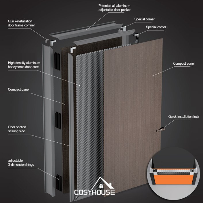 Flush Hidden Door with Aluminum Frame for Modern Interiors