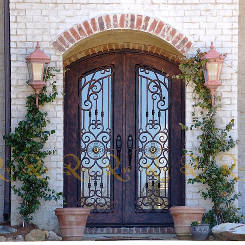 Hurricane Rated Impact Resistant Free Swing Double Front Iron Door