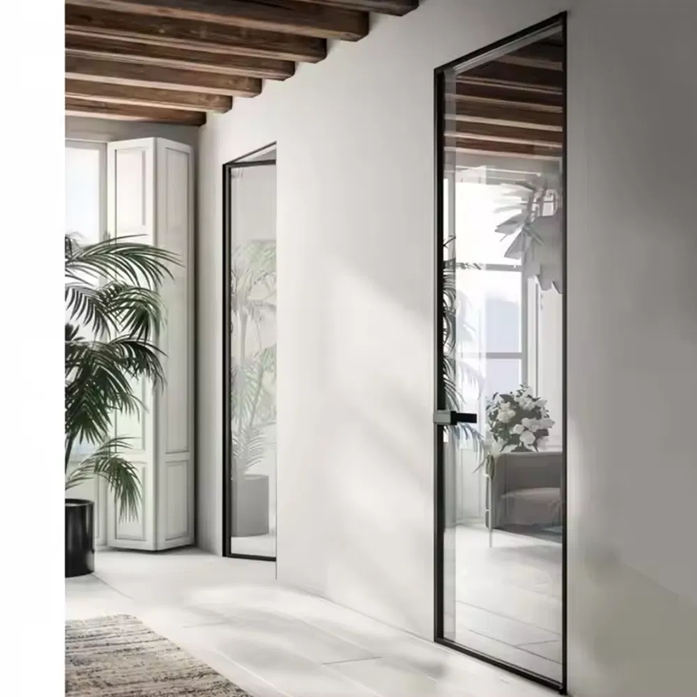 Modern Minimalist Swing Door Bathroom Door Moisture-Proof Waterproof Rust-Proof Aluminum Alloy Glass Door