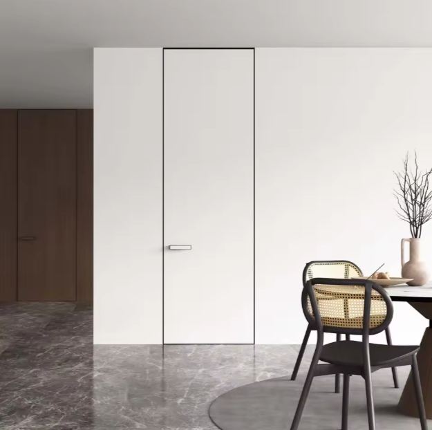 Modern Aluminum Wooden Flush Frameless Interior Bedroom Door with Hidden Frame