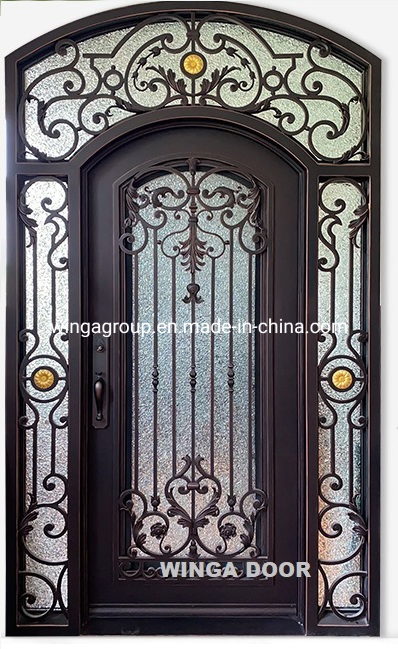 Half Head Art Forged Wrought Iron Steel Metal Entry Door