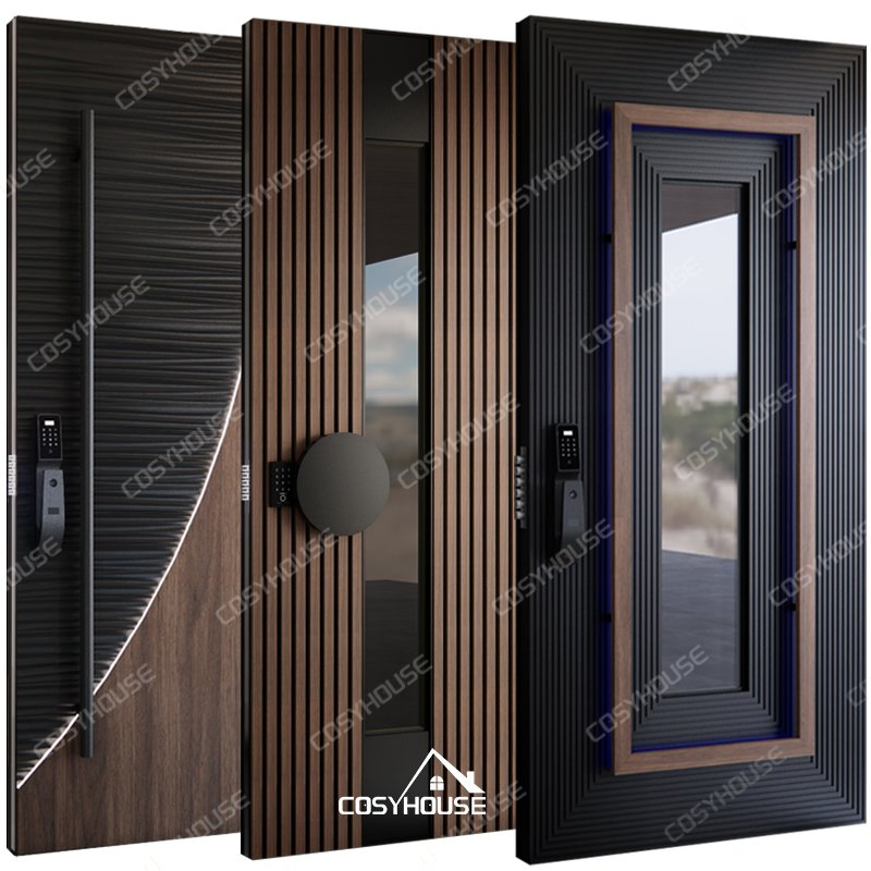 Luxury Hurricane-Resistant Exterior Entry Door with Impact-Rated Center Glass Panel and Reinforced Frame for Coastal Homes