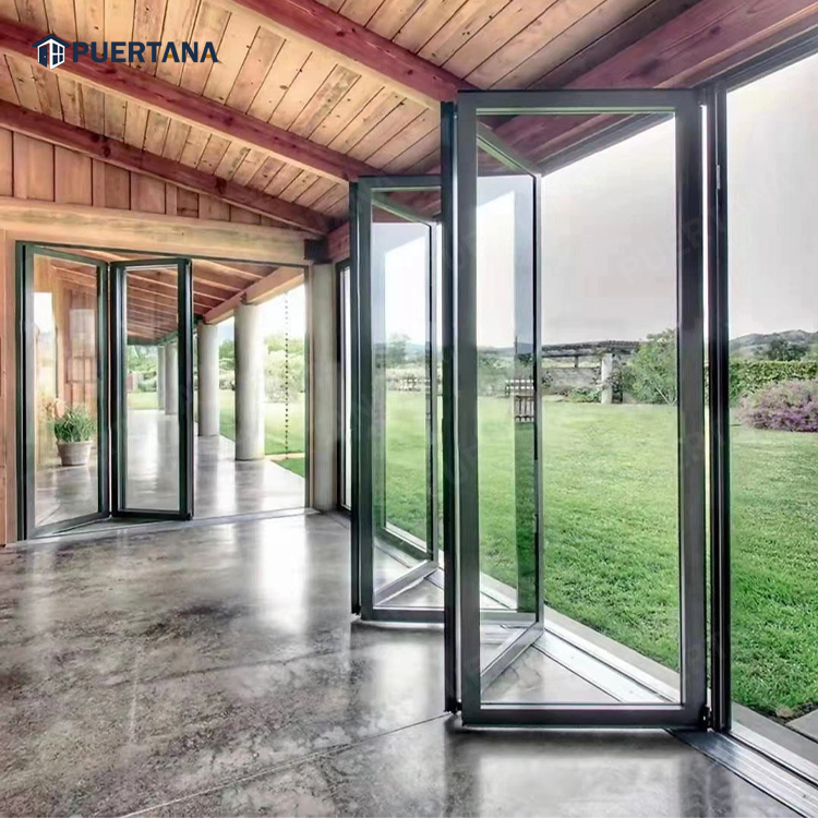 Exterior Hurricane Proof Impact Rated Luxury Aluminum Sliding Folding Glass Patio Bi-Fold Door