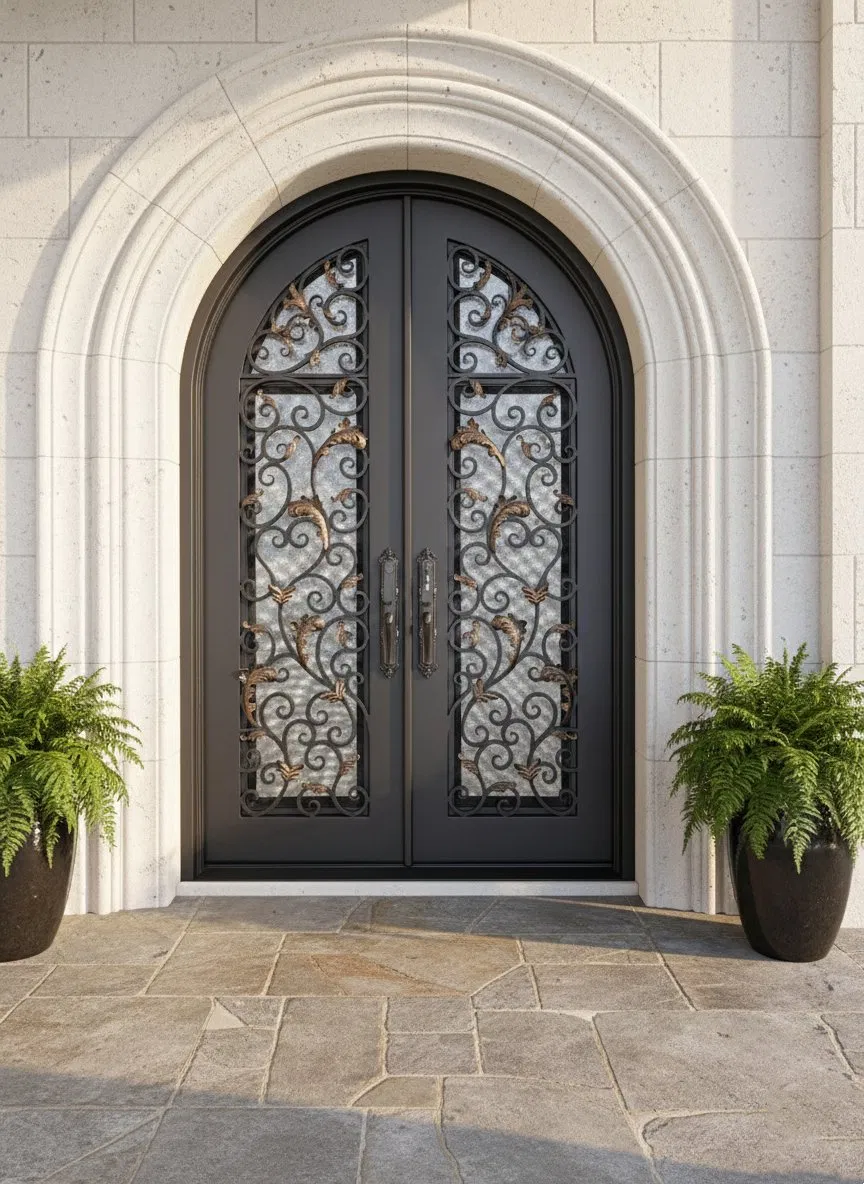 High Security Wrought Iron Door with Advanced Multi-Point Lock System