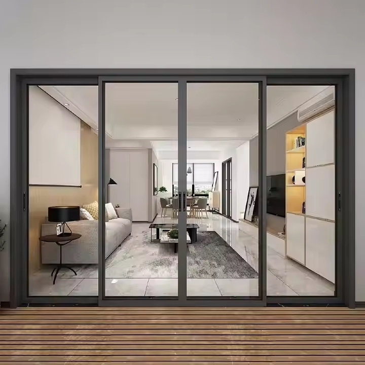 Extremely Narrow Slim Frame Single Glass Soundproof Interior Living Room Indoor Aluminum Glass Sliding Door