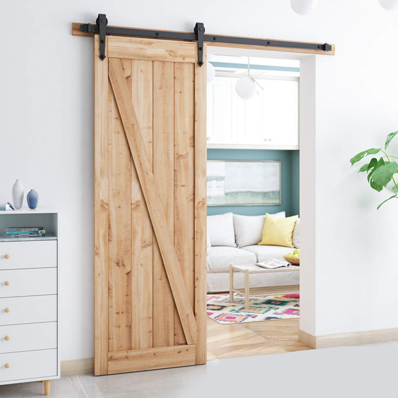 Heavy Duty Wall Mount Bracket Fit Double Wooden Doors Metal Bi-Folding Hanging Roller Sliding Barn Door Slide Guige Rail Track Hardware Kit System