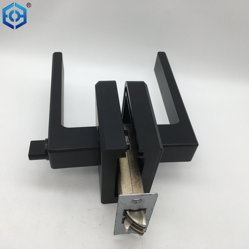 100% Original Matt Black Aluminum Slim Frame Glass Door Handle Lock