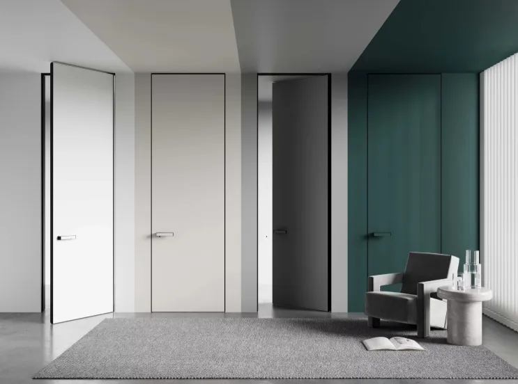 Modern Aluminum Wooden Flush Frameless Interior Door