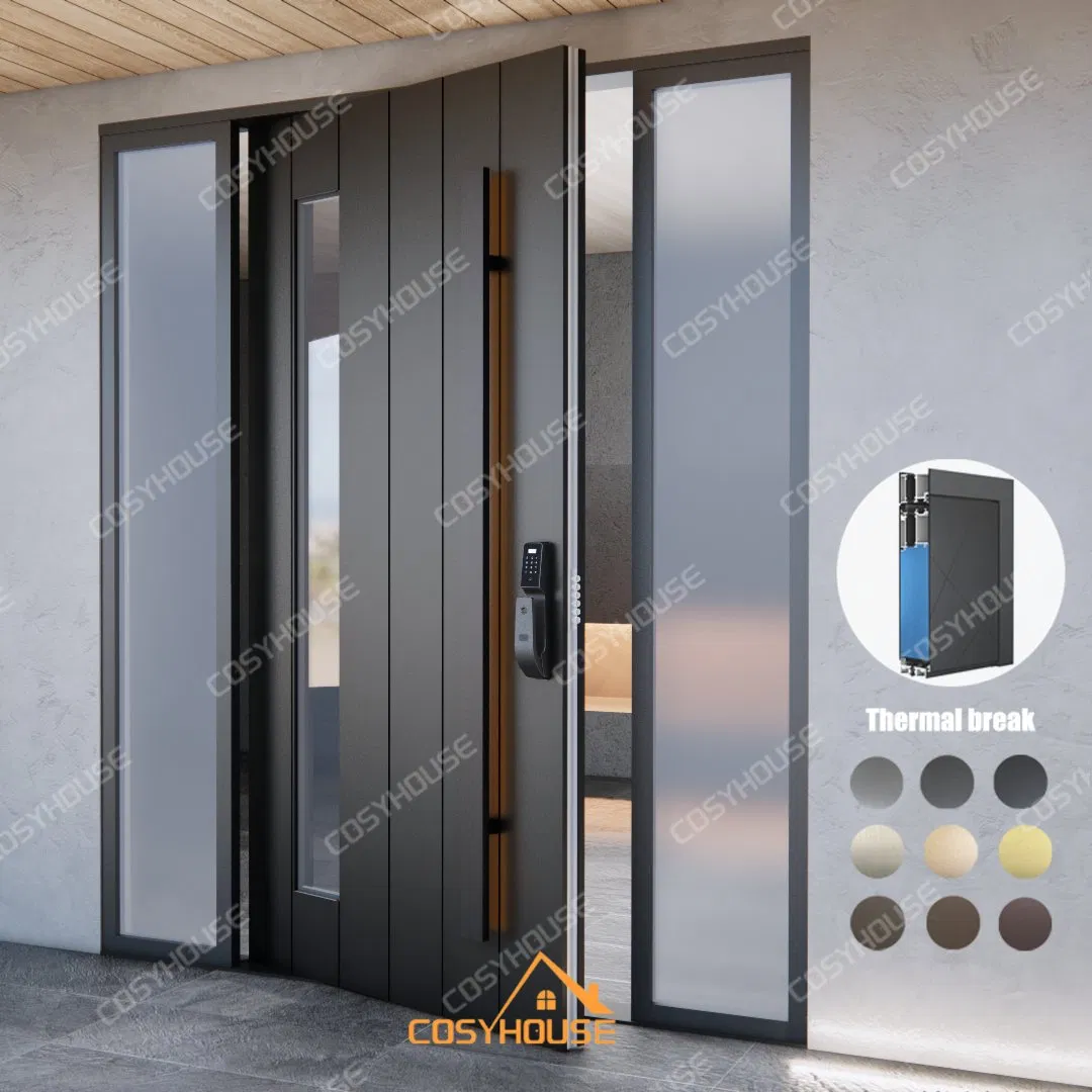 32X80 36 X 80 Luxury Hurricane Rated Exterior Pivot Entry Door Modern Front Door Black Prehung Exterior Doors with Frame and Glass