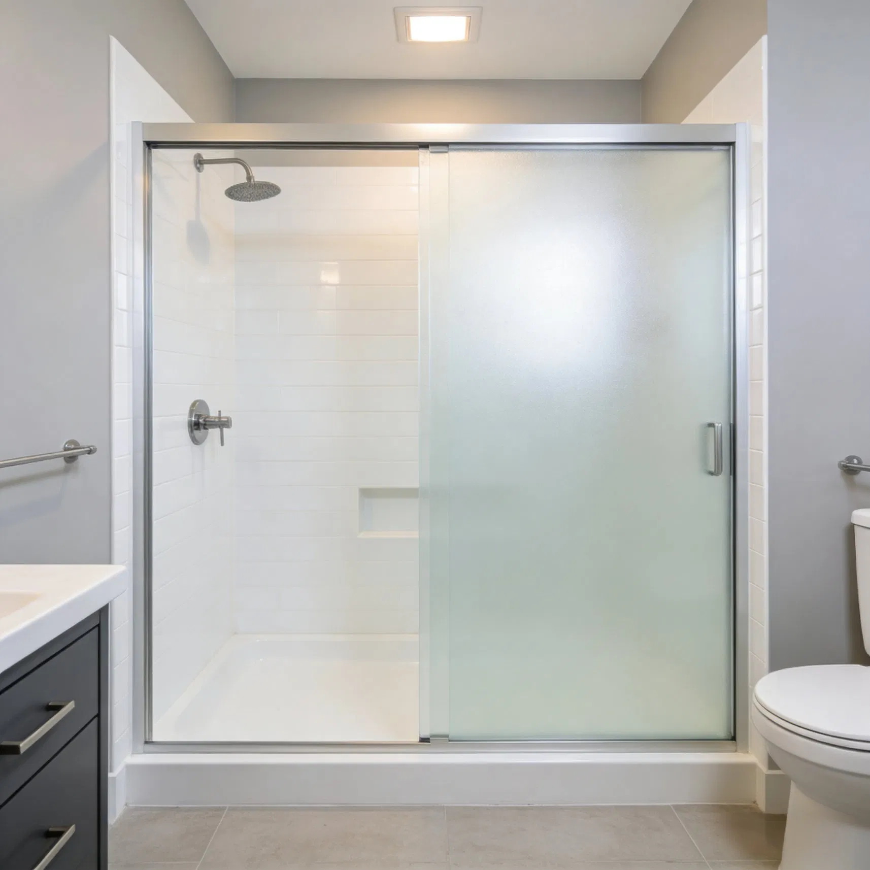 Moisture-Proof Frosted Glass Bathroom Sliding Partition Door