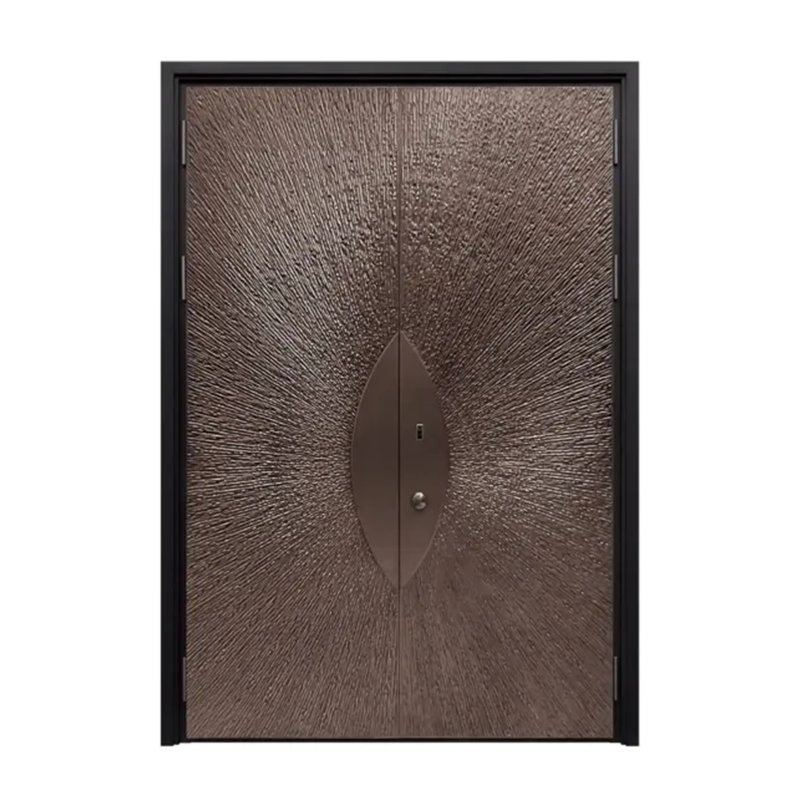 Modern Security Entry Doors Houses Chinese Style Large Aluminum Pivot Entrance Double Doors Swing Open Style Steel Glass Villas